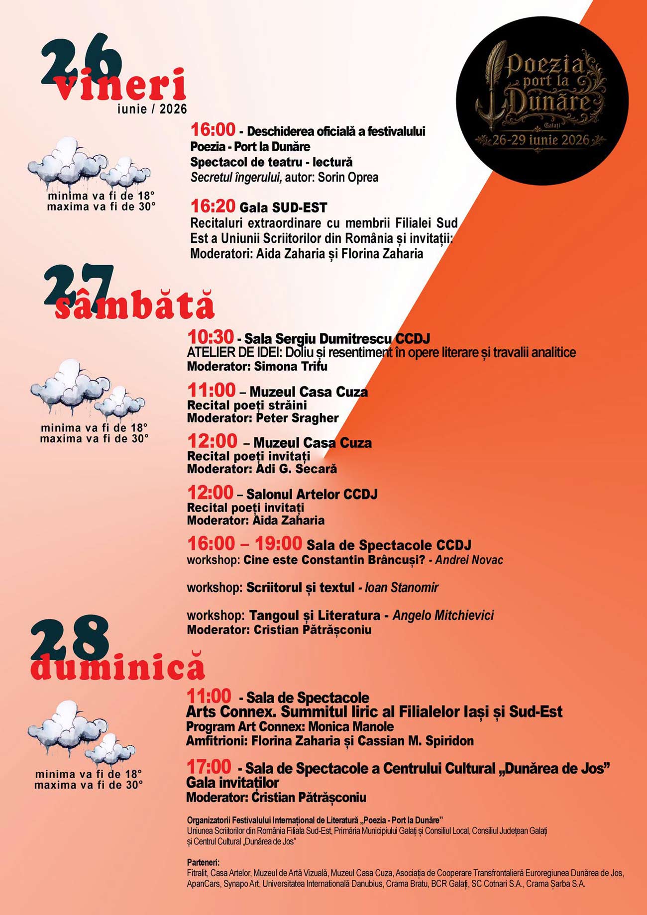 Festivalul „Poezia – Port la Dunăre”, trei zile dedicate literaturii și artelor la Galați – 2026